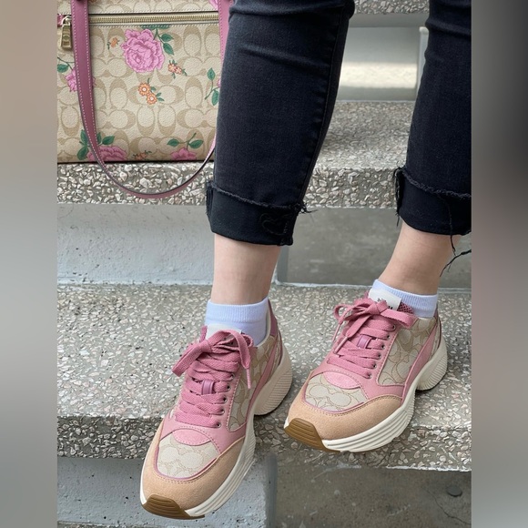 Coach Pink and Beige Sneakers - Picture 1 of 6